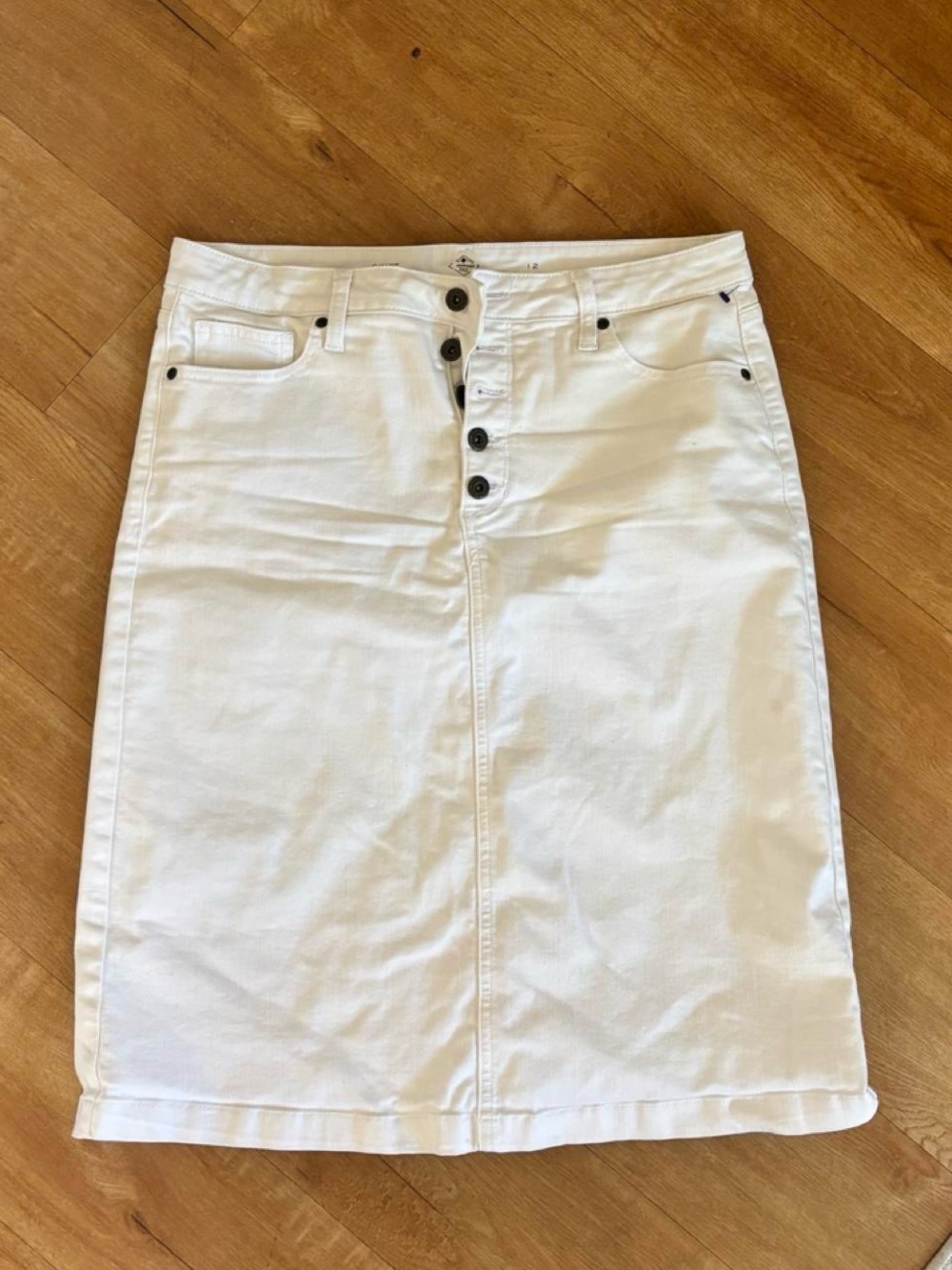 St. John's Bay White Button-Front Midi Skirt